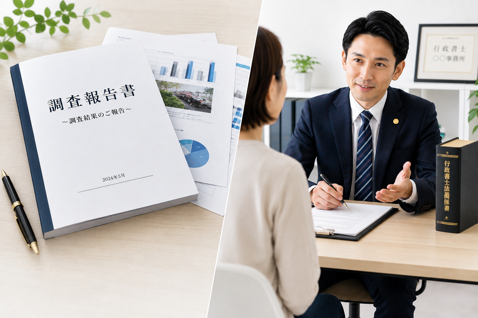 探偵調査と行政書士による法務支援のイメージ