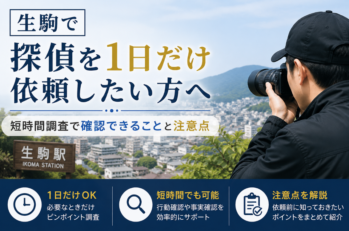 生駒で探偵を1日だけ依頼したい方へ｜短時間調査で確認できることと注意点