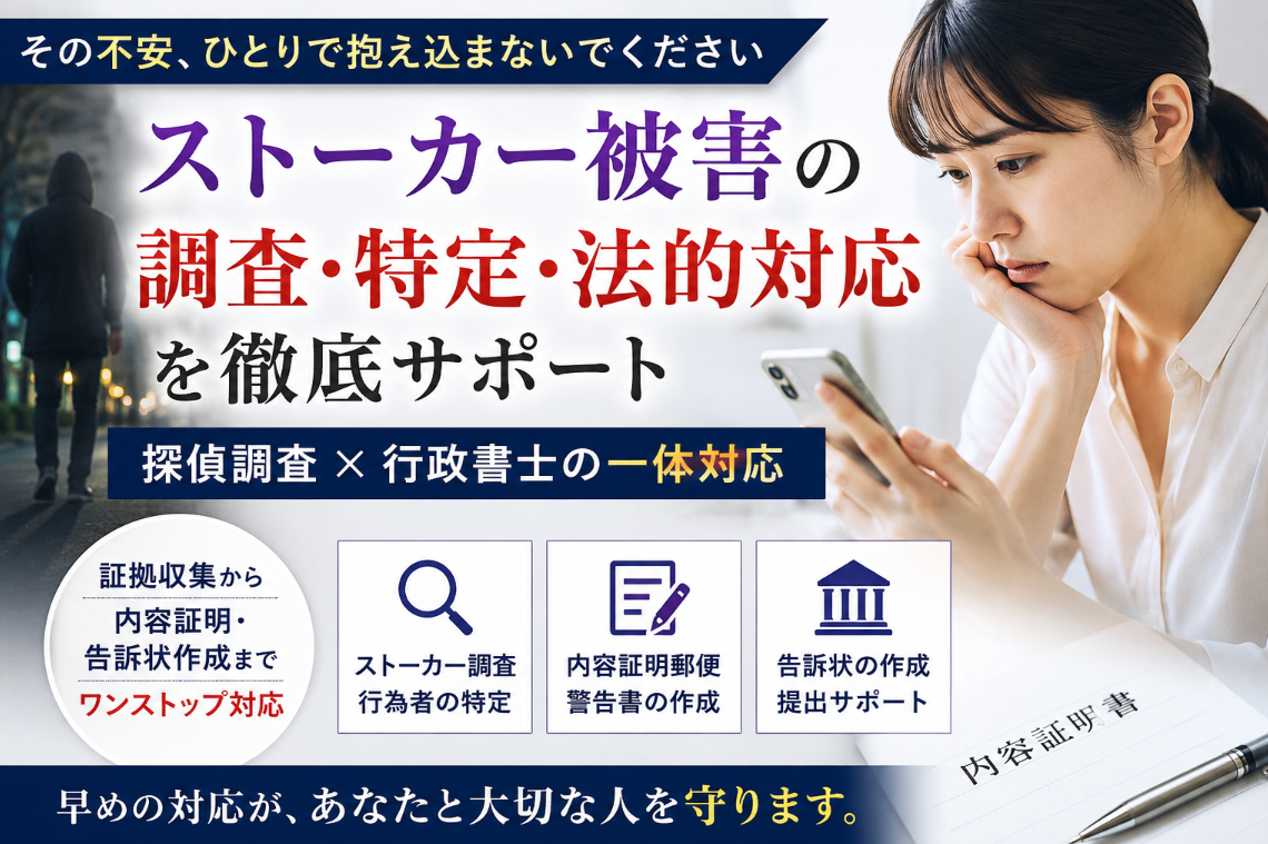 生駒市でストーカー被害にお悩みの方へ｜探偵兼行政書士によるサポ―ト