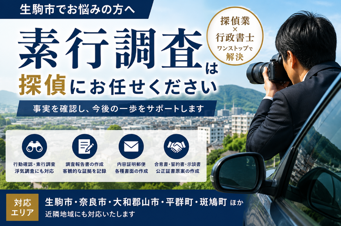 生駒市で探偵に素行調査を依頼する前に知っておきたいこと