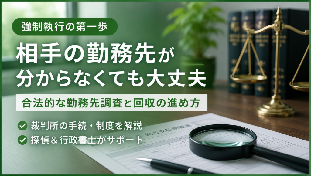 強制執行で相手の勤務先をどう特定する？合法手段・進め方・依頼前チェック