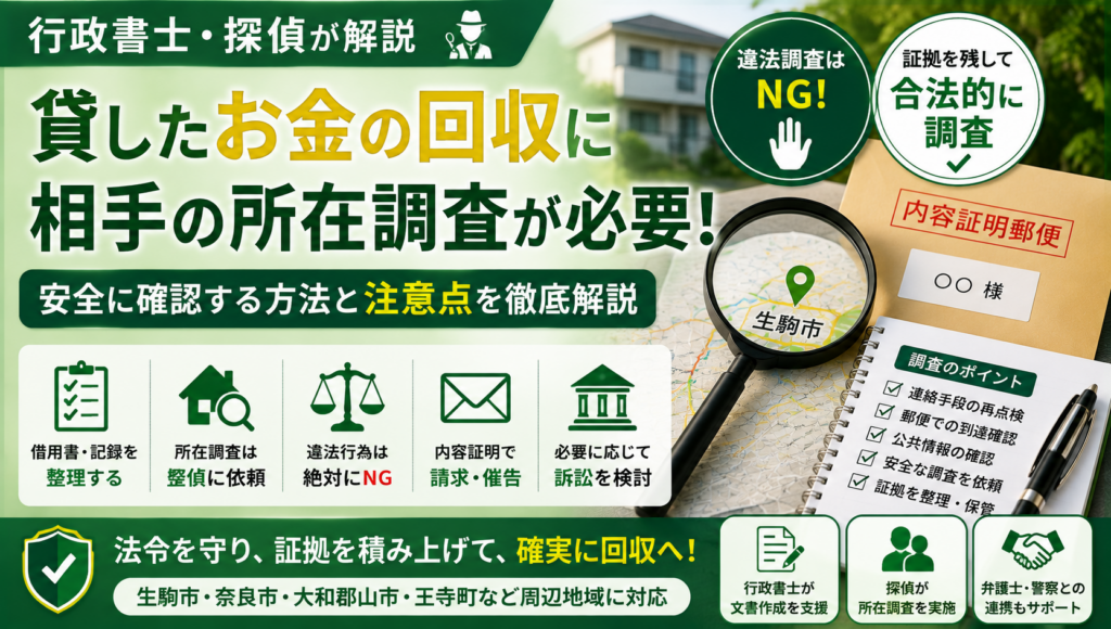 貸した相手が連絡不通のときの所在調査—合法な確認手順と依頼前の準備