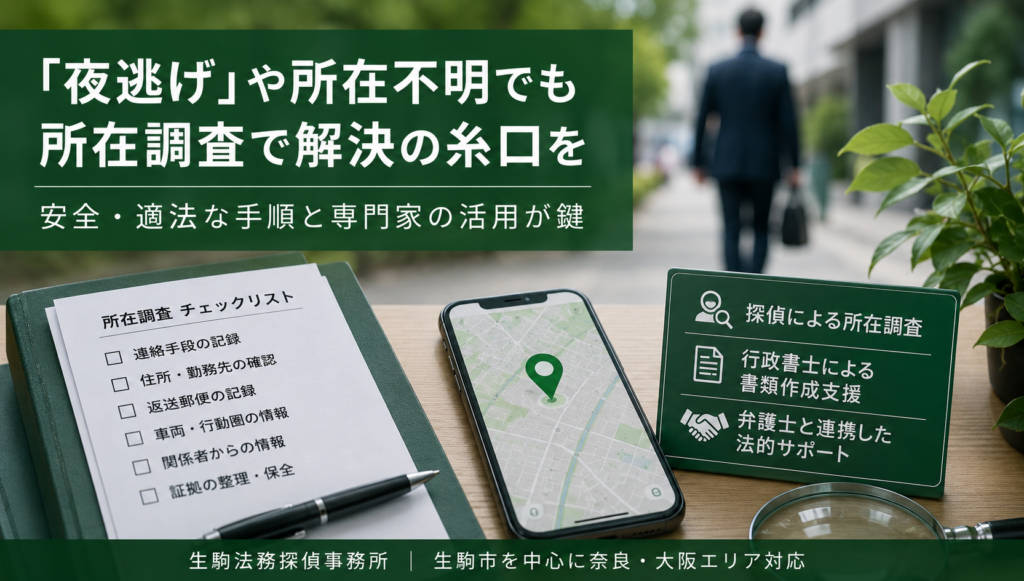 夜逃げした相手の所在調査は可能か？合法な確認手順と依頼前の準備