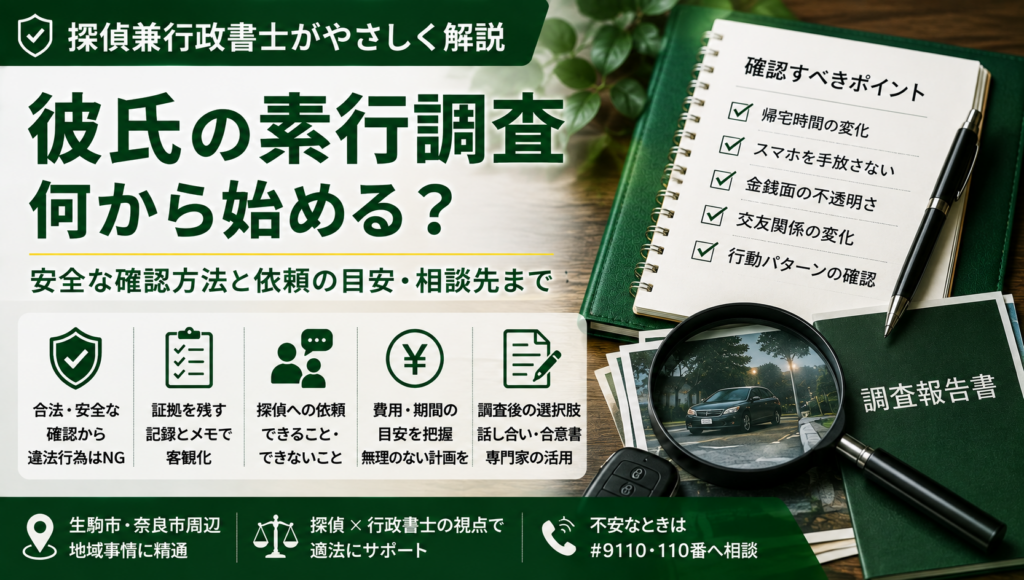彼氏の素行調査はどこまで合法？自分でできる確認と依頼前の判断基準