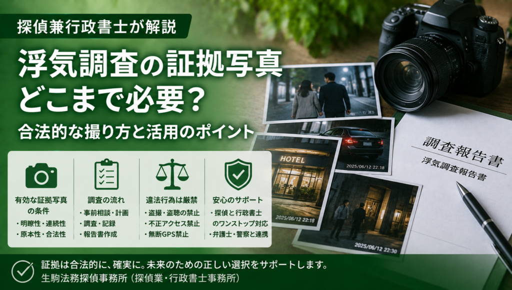 浮気調査の証拠写真は何が有効か？合法な撮影・保存・活用の要点
