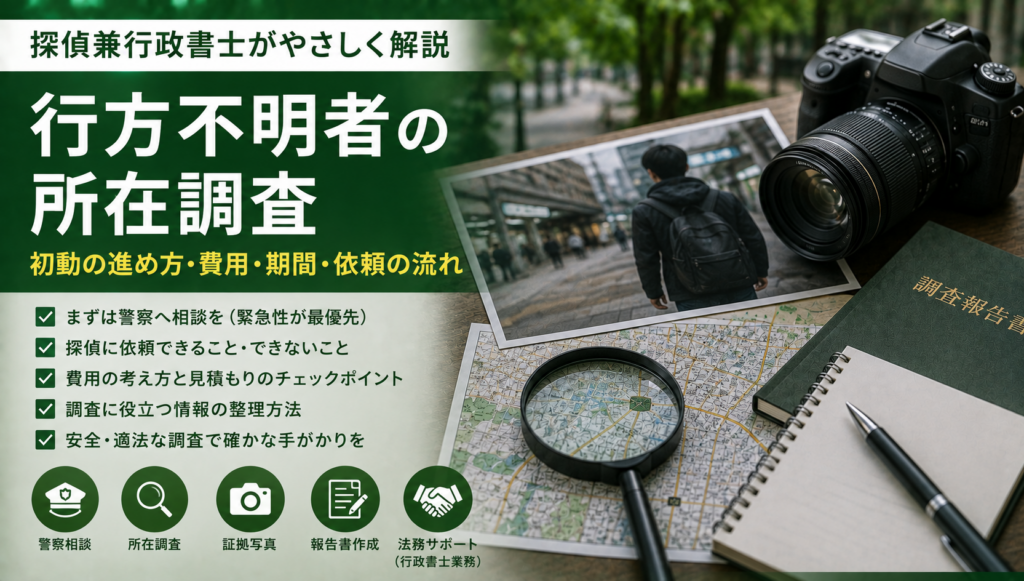 行方不明者の調査を探偵に頼む前に知っておくこと―初動・方法・費用の考え方