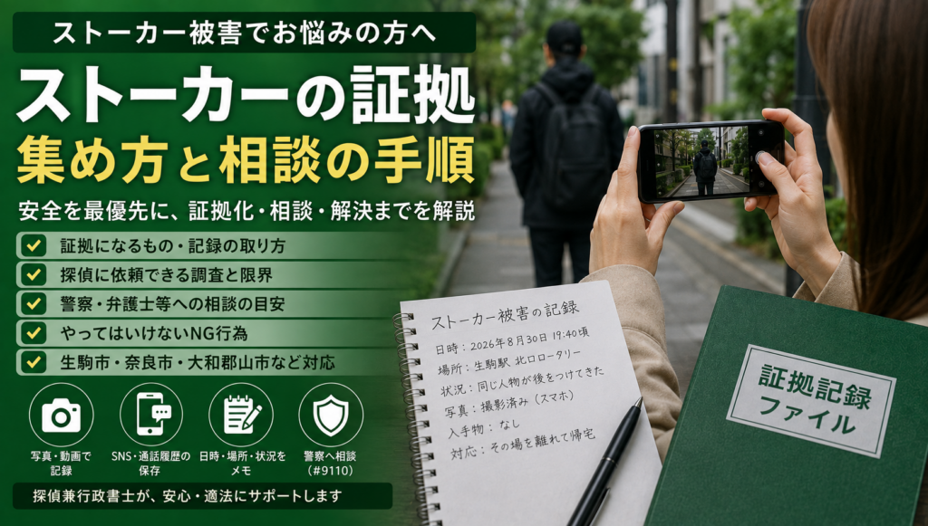 ストーカーの証拠はどう残す?探偵に頼る目安と安全な集め方・警察へのつなぎ方