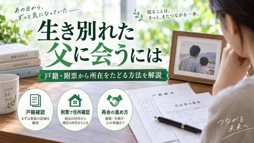 生き別れた父に会うには？戸籍から父の住所を調べる方法と再会までの進め方
