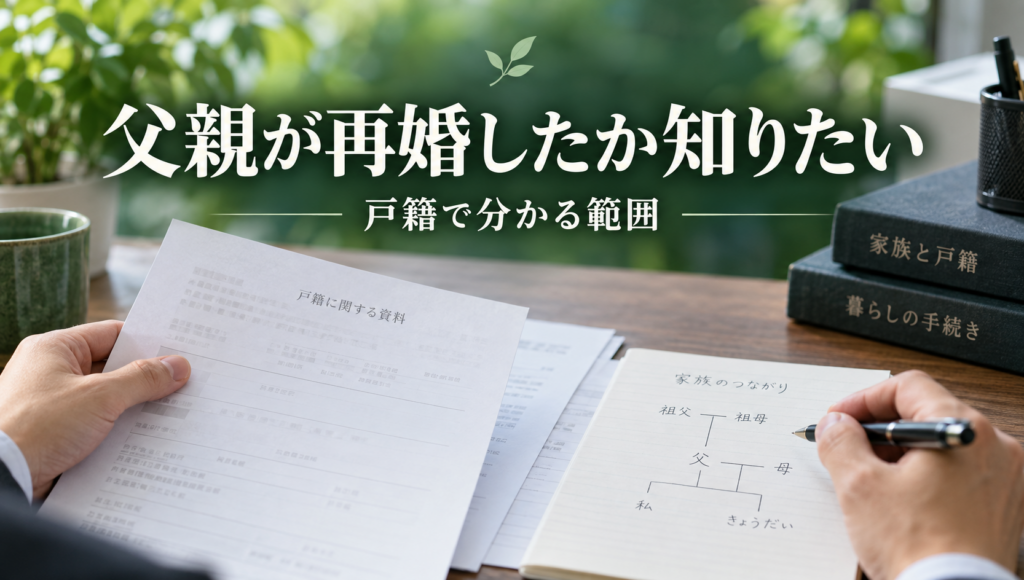 離婚後に父親が再婚したか知りたい｜戸籍で分かる範囲と確認手順